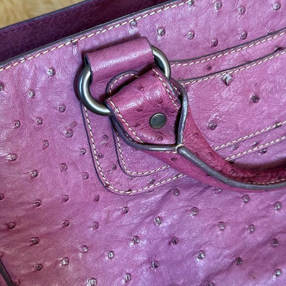CELINE Michael Kors Boogie Bag Handbag Sd Gm 0097 Exotics Ostrich Purple Italy - Picture 10 of 16